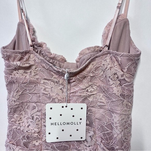 Hello Molly Letters on Love Lace Mini Dress in Pink M NWT - Picture 8 of 14